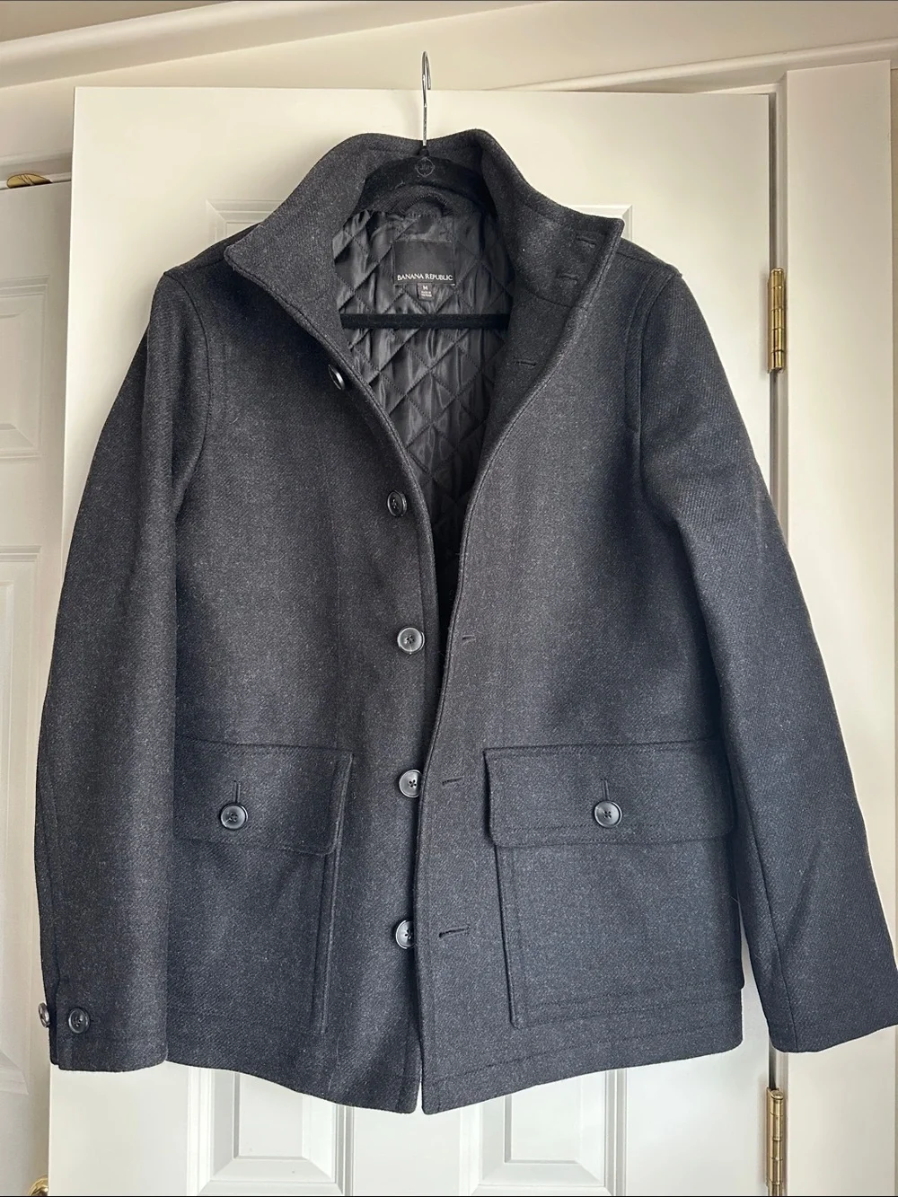 Banana Republic Men's Dark Gray Wool-Blend Pea Coat